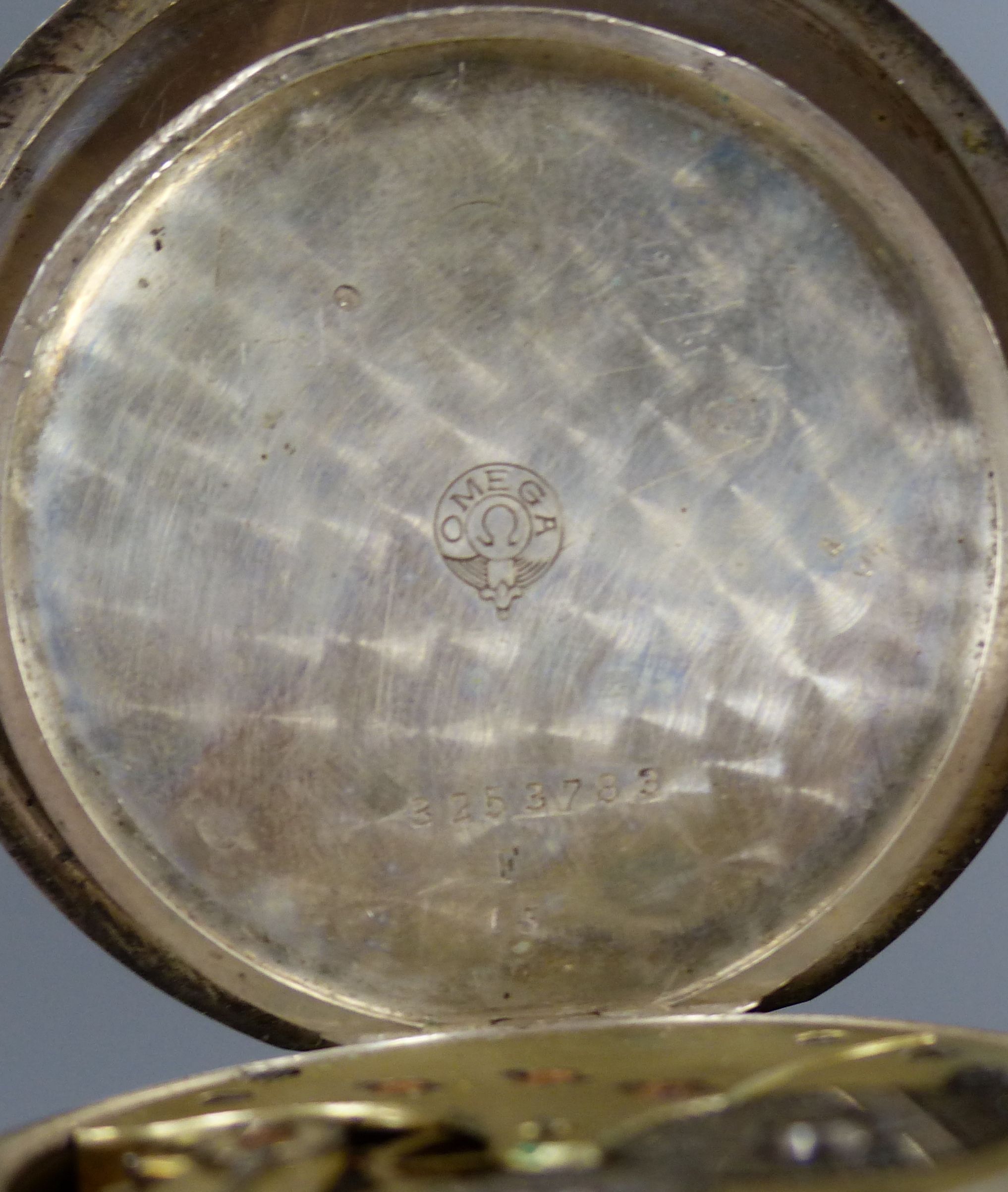 An early 20th century white metal and niello Omega open face keyless pocket watch, dial a.f.,